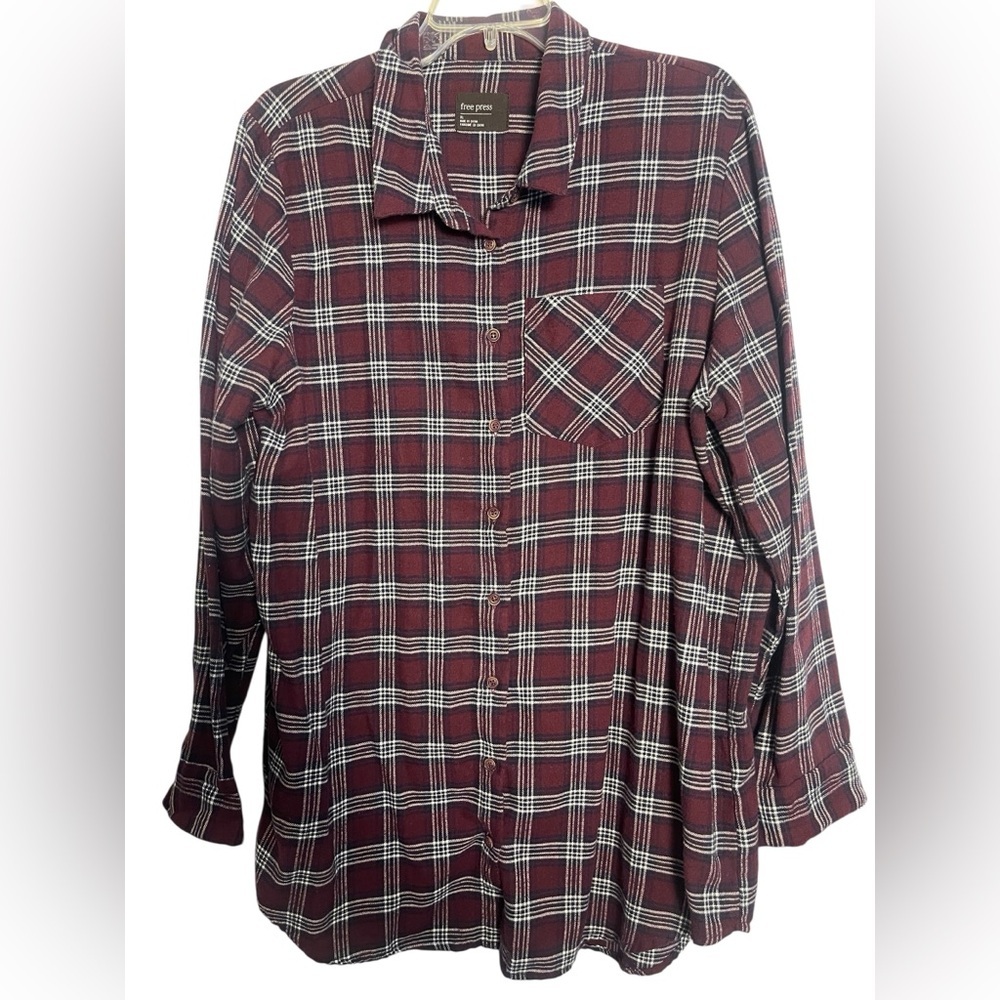 Free Press Nordstrom Long Sleeve Button Down Flannel Top Size Large